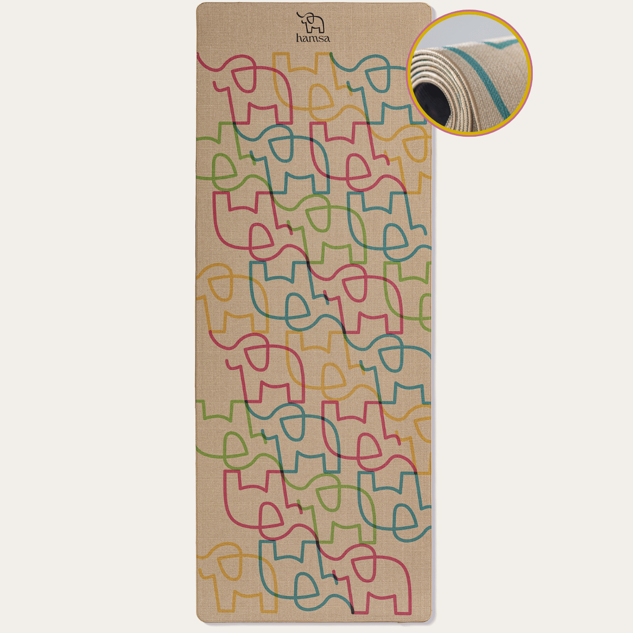 Hamsa Elephants - organic yoga mat